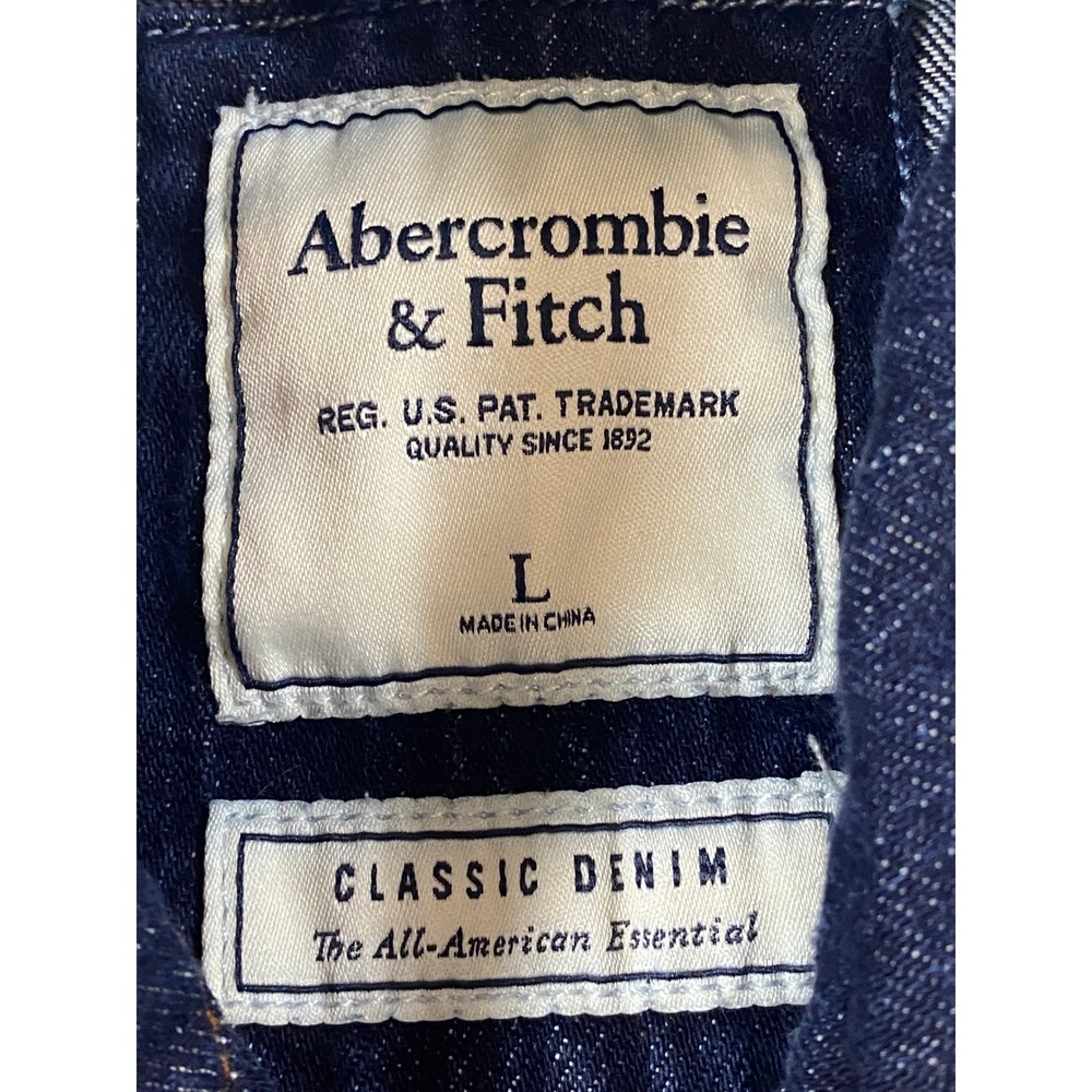 Abercrombie & Fitch Womens Classic Dark Wash Cotton Denim Trucker Jacket Large - Picture 4 of 9